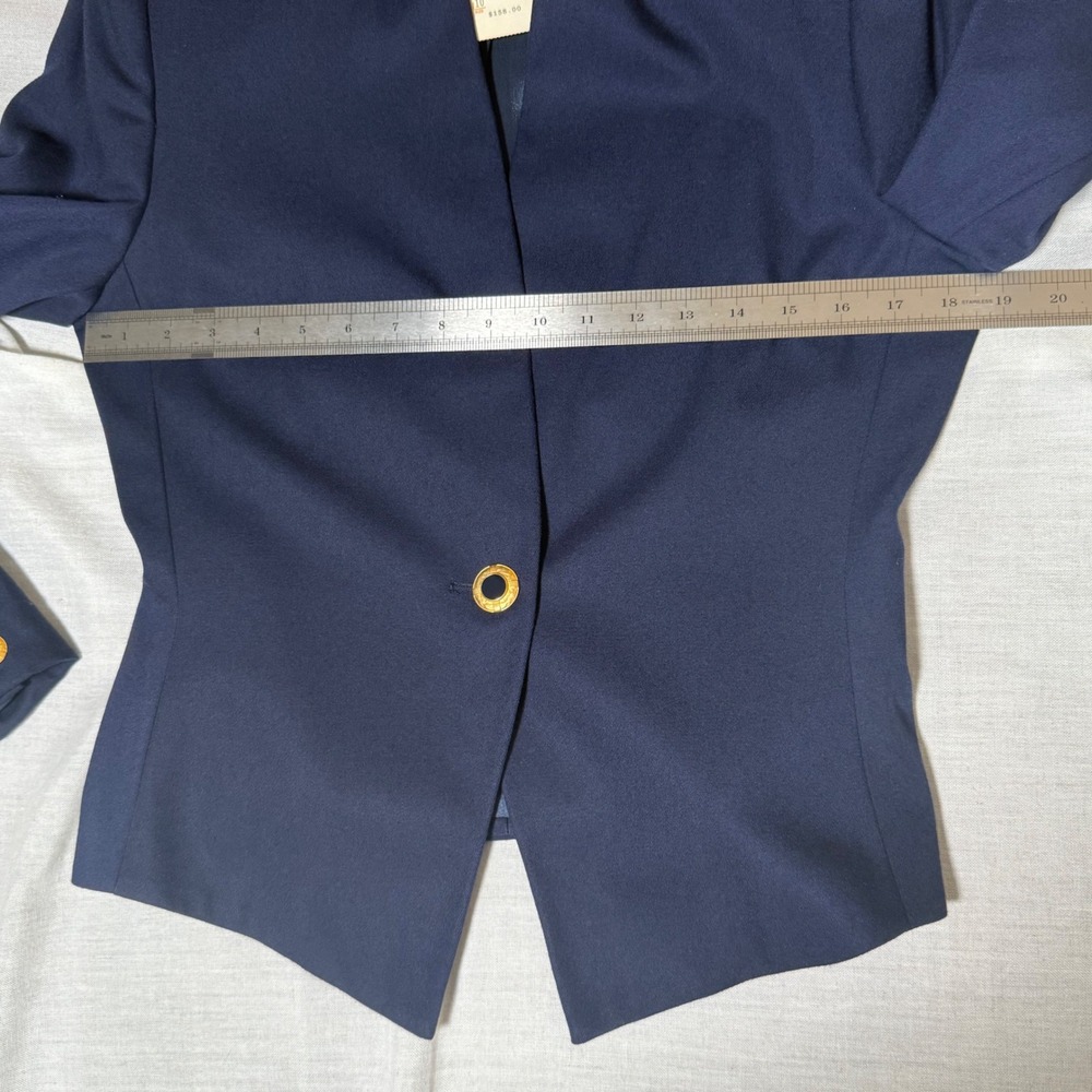 Petite Sophisticate Blue Gold Blazer Jacket Vintage 90s NWT Modern Size 6/8 - Picture 6 of 12